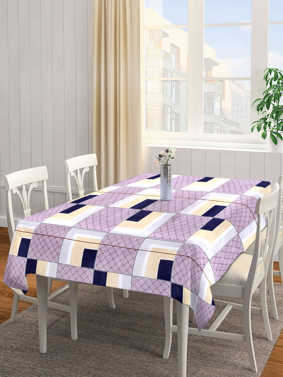 Arrabi Multi Geometric Cotton Blend 8 SEATER Table Cover (215 X 150 cm)