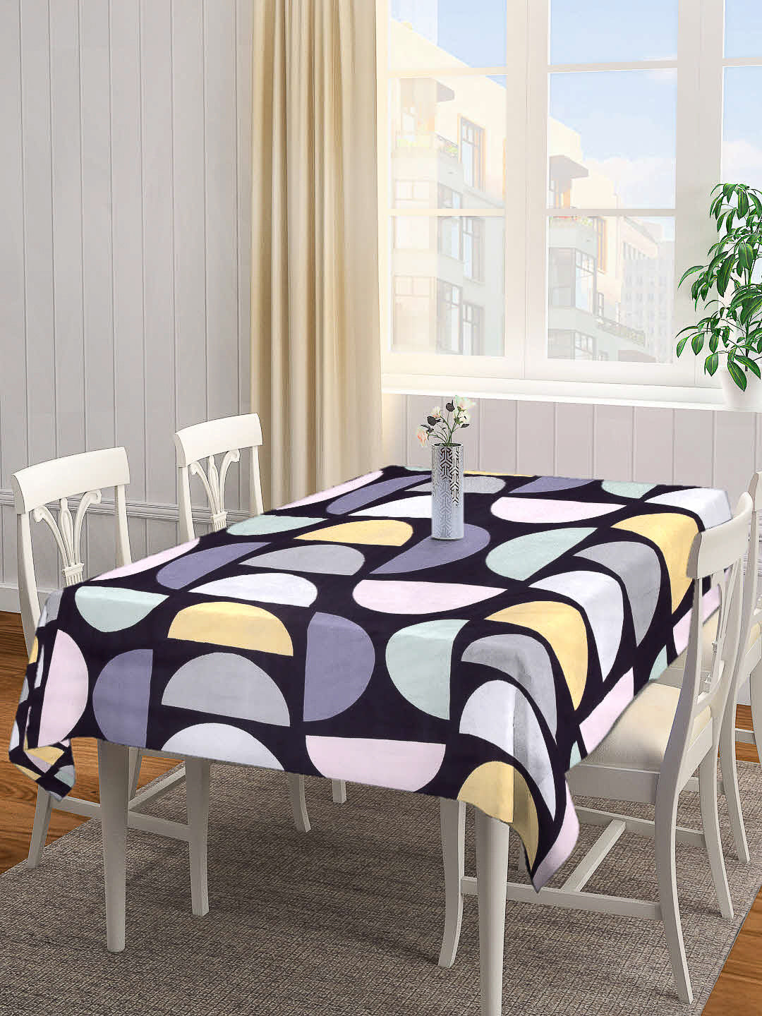 Arrabi Multi Geometric Cotton Blend 8 SEATER Table Cover (215 X 150 cm)