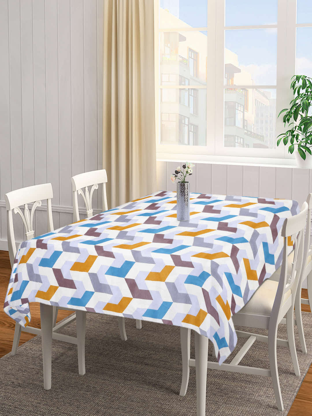 Arrabi Multi Graphic Cotton Blend 6 SEATER Table Cover (180 X 130 cm)