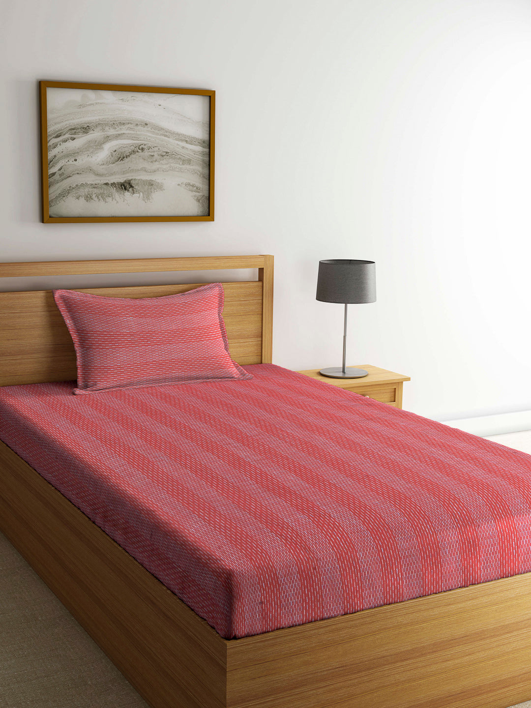 Arrabi Brown Stripes Handwoven Cotton Single Size Bedsheet with 1 Pillow Cover (230 x 150 cm)