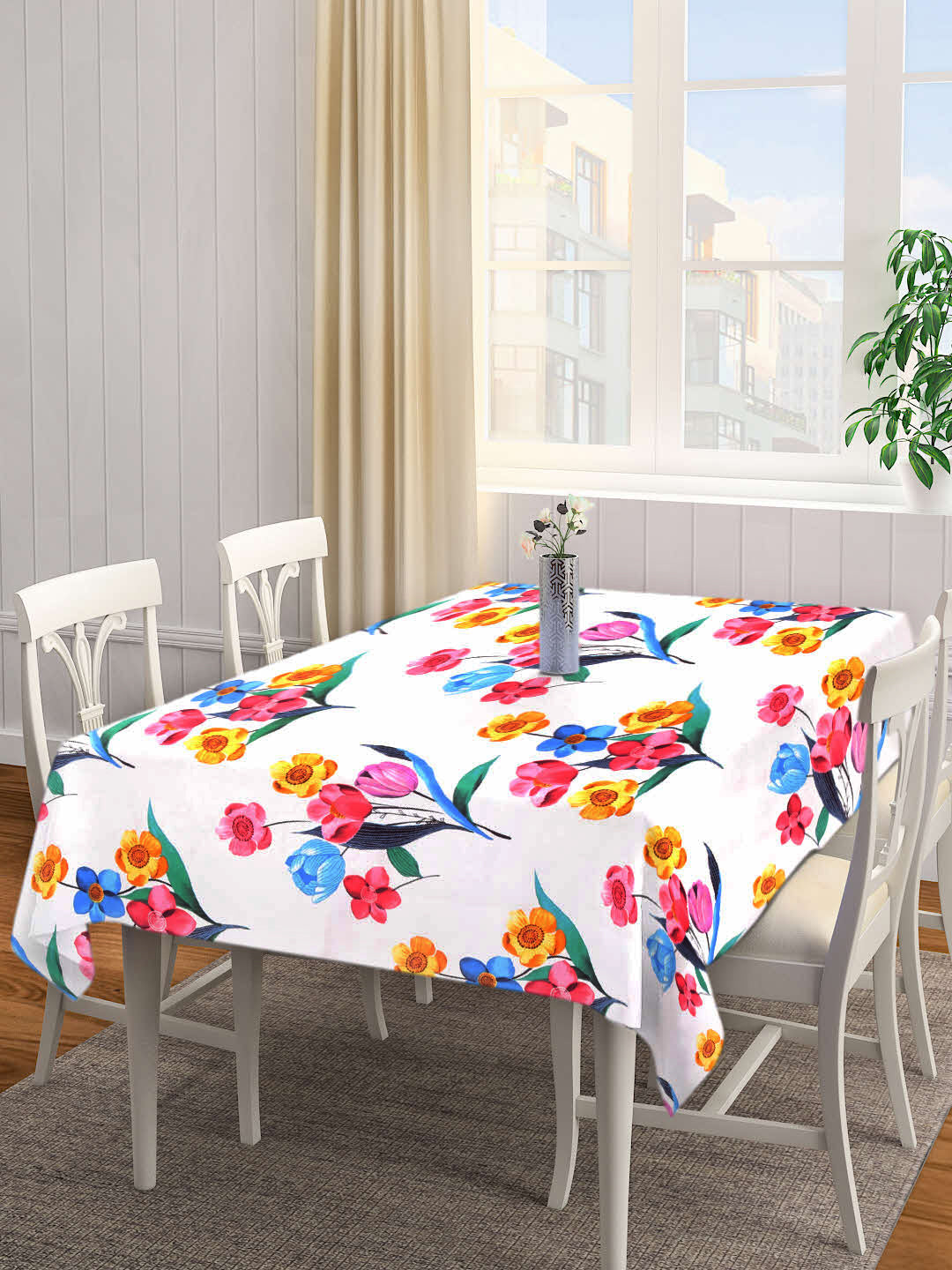 Arrabi Multi Floral Cotton Blend 8 SEATER Table Cover (215 X 150 cm)