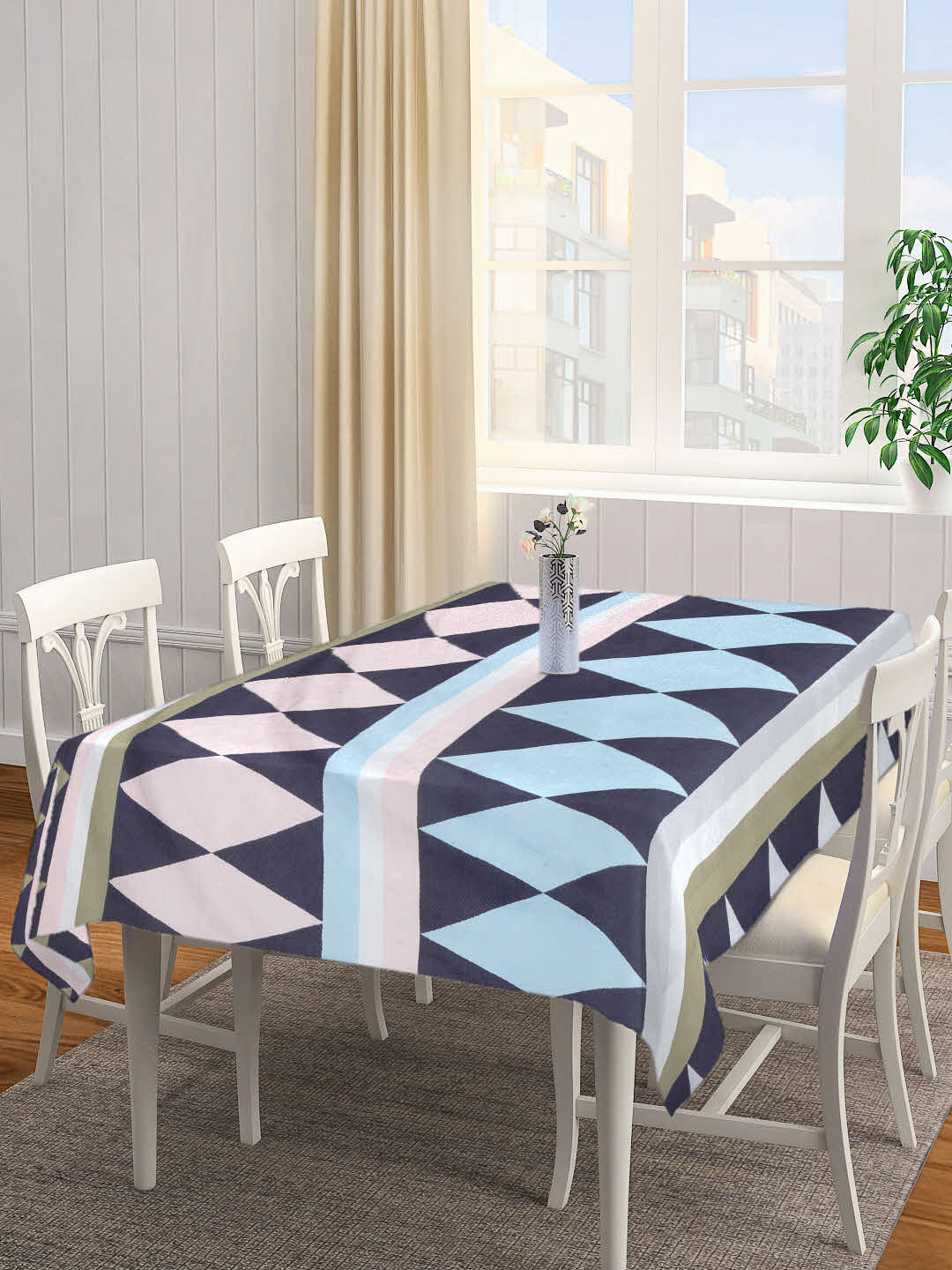 Arrabi Multi Geometric Cotton Blend 8 SEATER Table Cover (225 X 150 cm)