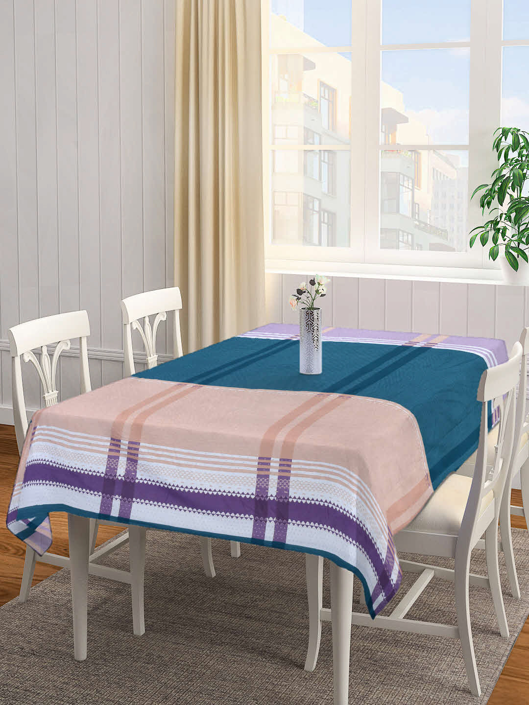 Arrabi Multi Geometric Cotton Blend 8 SEATER Table Cover (215 X 150 cm)