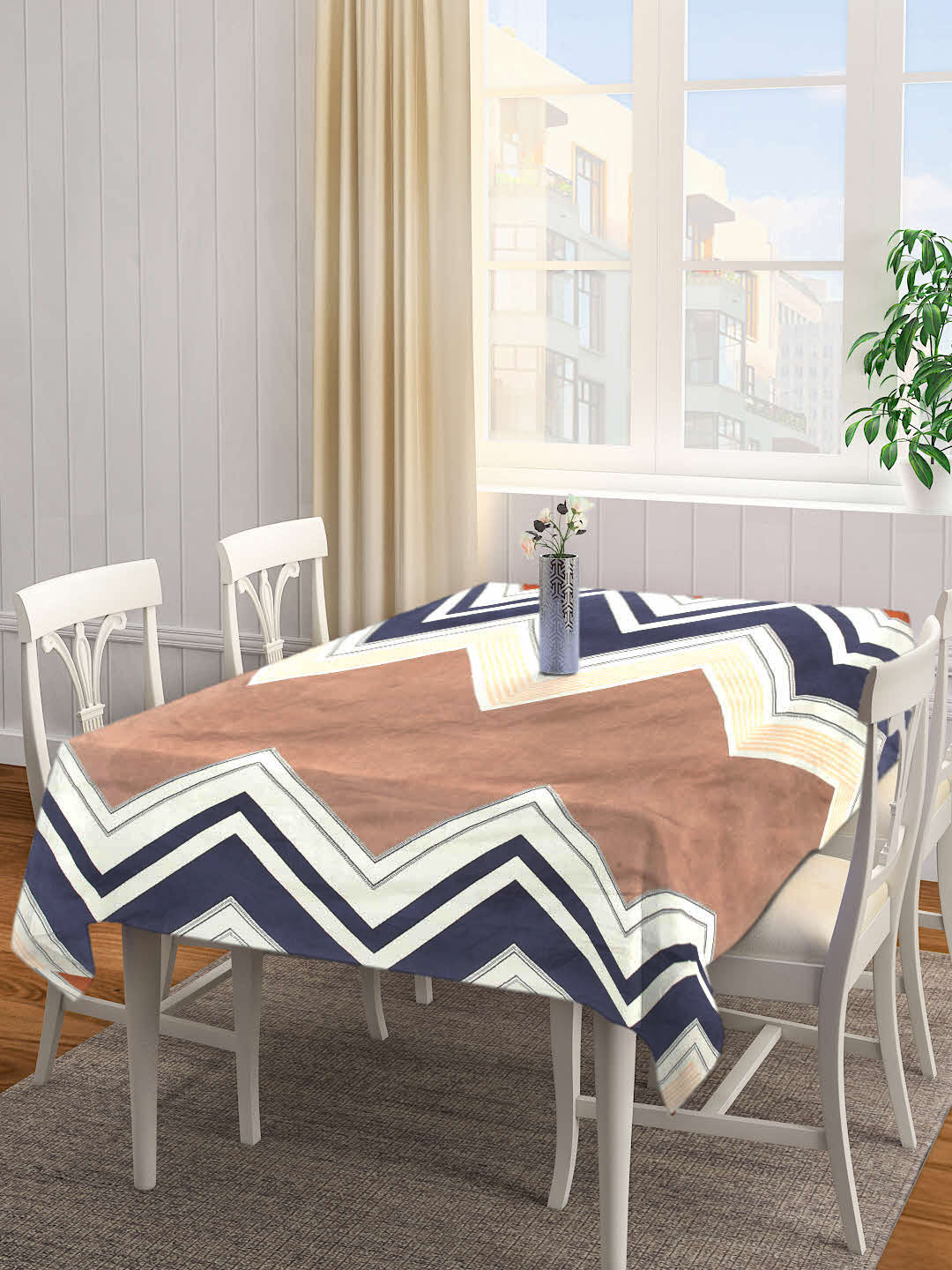 Arrabi Multi Geometric Cotton Blend 8 SEATER Table Cover (215 X 150 cm)