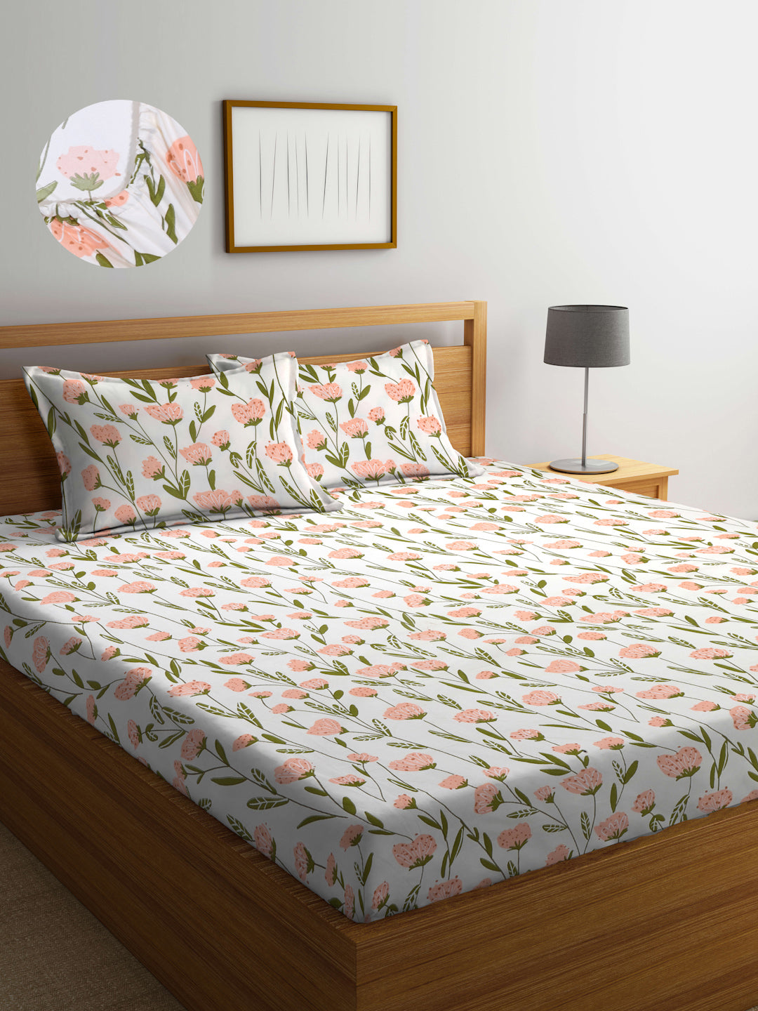 ARRABI® King Size Bedsheet with Two Pillow Covers (250 x 215 cm) (New Arrival)