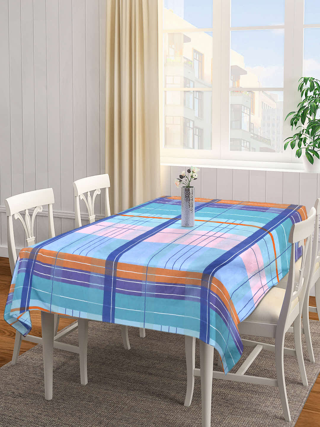 Arrabi Multi Geometric Cotton Blend 8 SEATER Table Cover (215 X 150 cm)