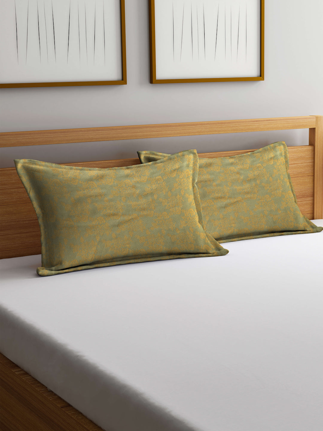 Arrabi Beige Leaf Handwoven Cotton Set of 2 Pillow Covers (70 x 45 cm)