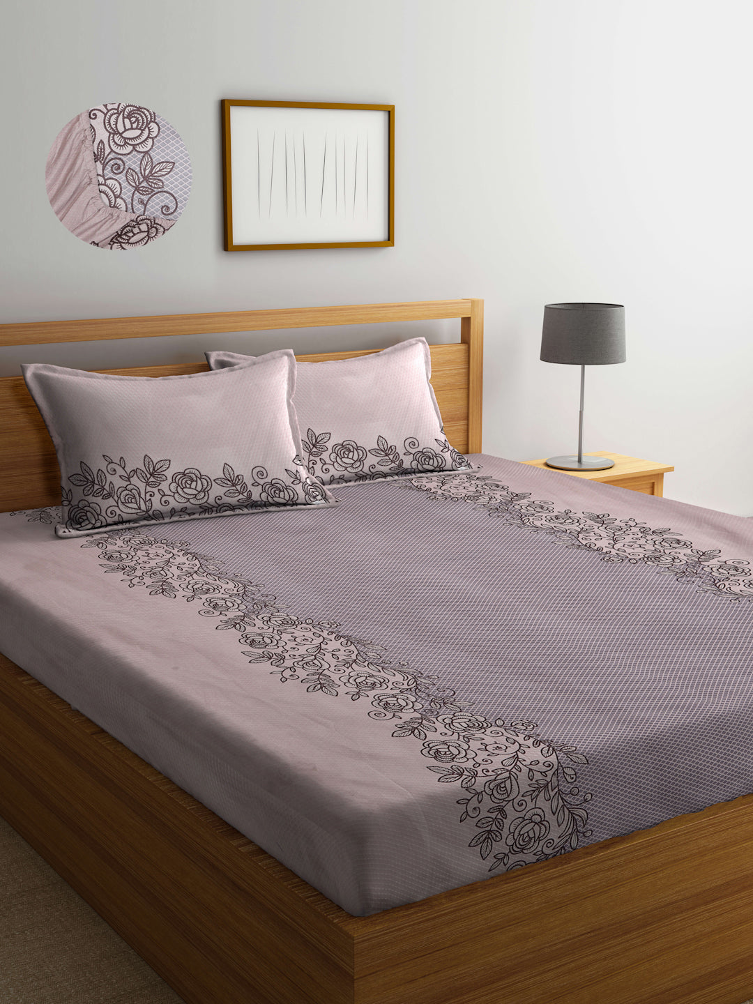 ARRABI® King Size Elastic Fitted Bedsheet with Two Pillow Covers (250 X 215 Cm)