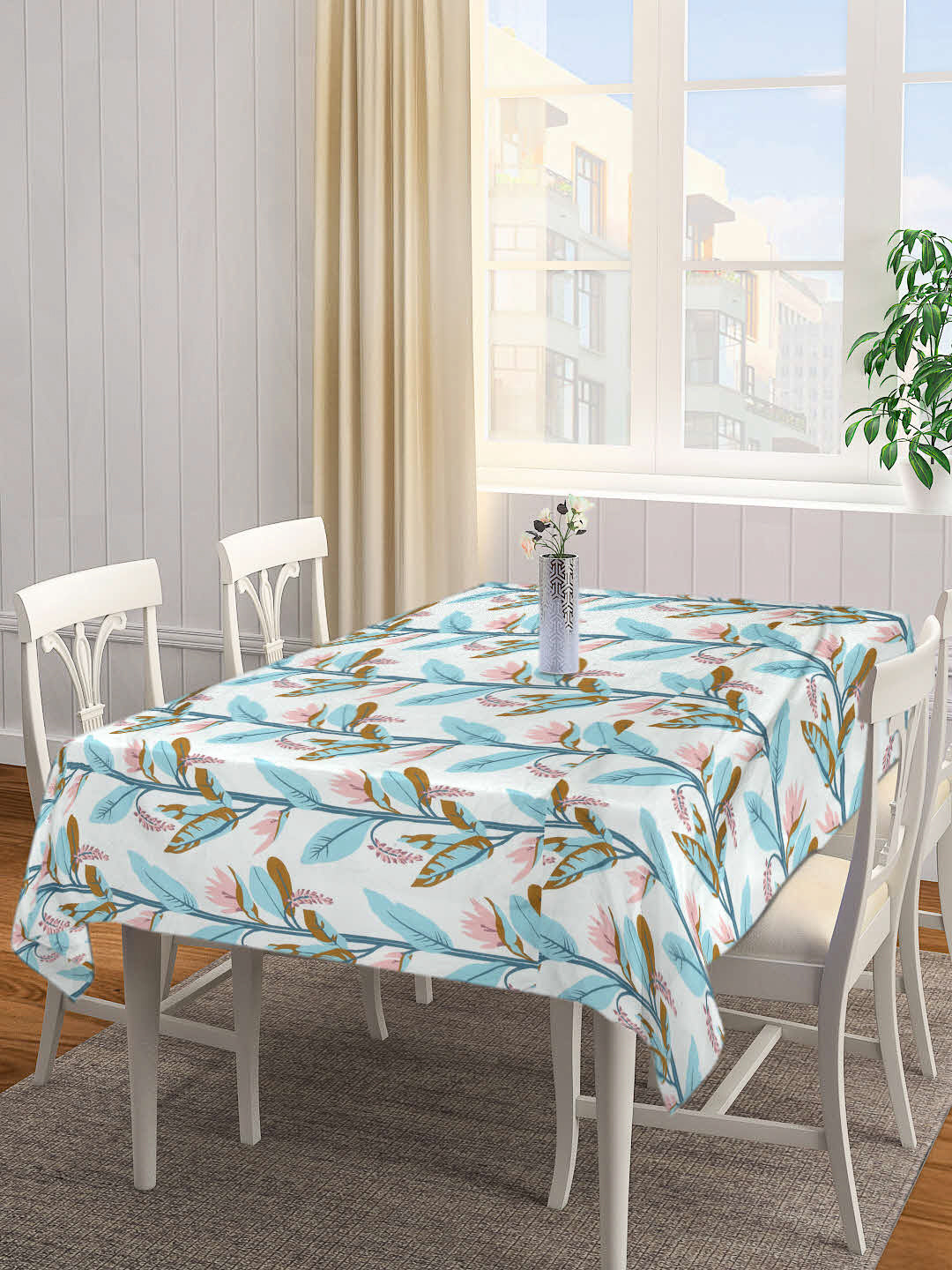 Arrabi Multi Leaf Cotton Blend 8 SEATER Table Cover (225 X 150 cm)