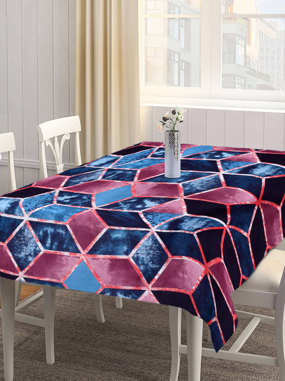 Arrabi Multi Geometric Cotton Blend 8 SEATER Table Cover (225 X 150 cm)