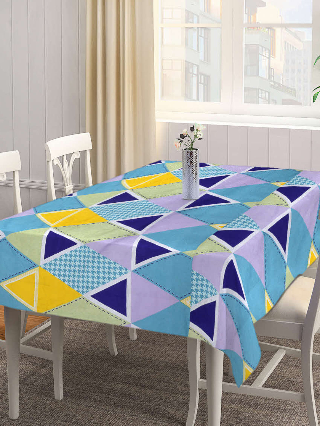 Arrabi Multi Geometric Cotton Blend 8 SEATER Table Cover (225 X 150 cm)