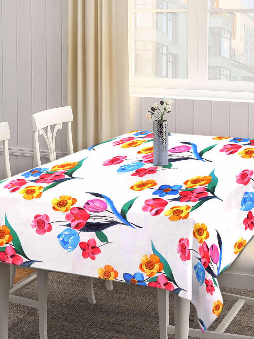 Arrabi Multi Floral Cotton Blend 8 SEATER Table Cover (215 X 150 cm)
