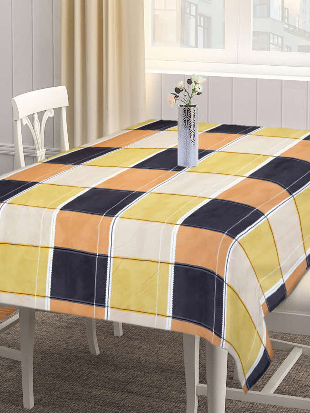 Arrabi Multi Checks Cotton Blend 6 SEATER Table Cover (180 X 130 cm)
