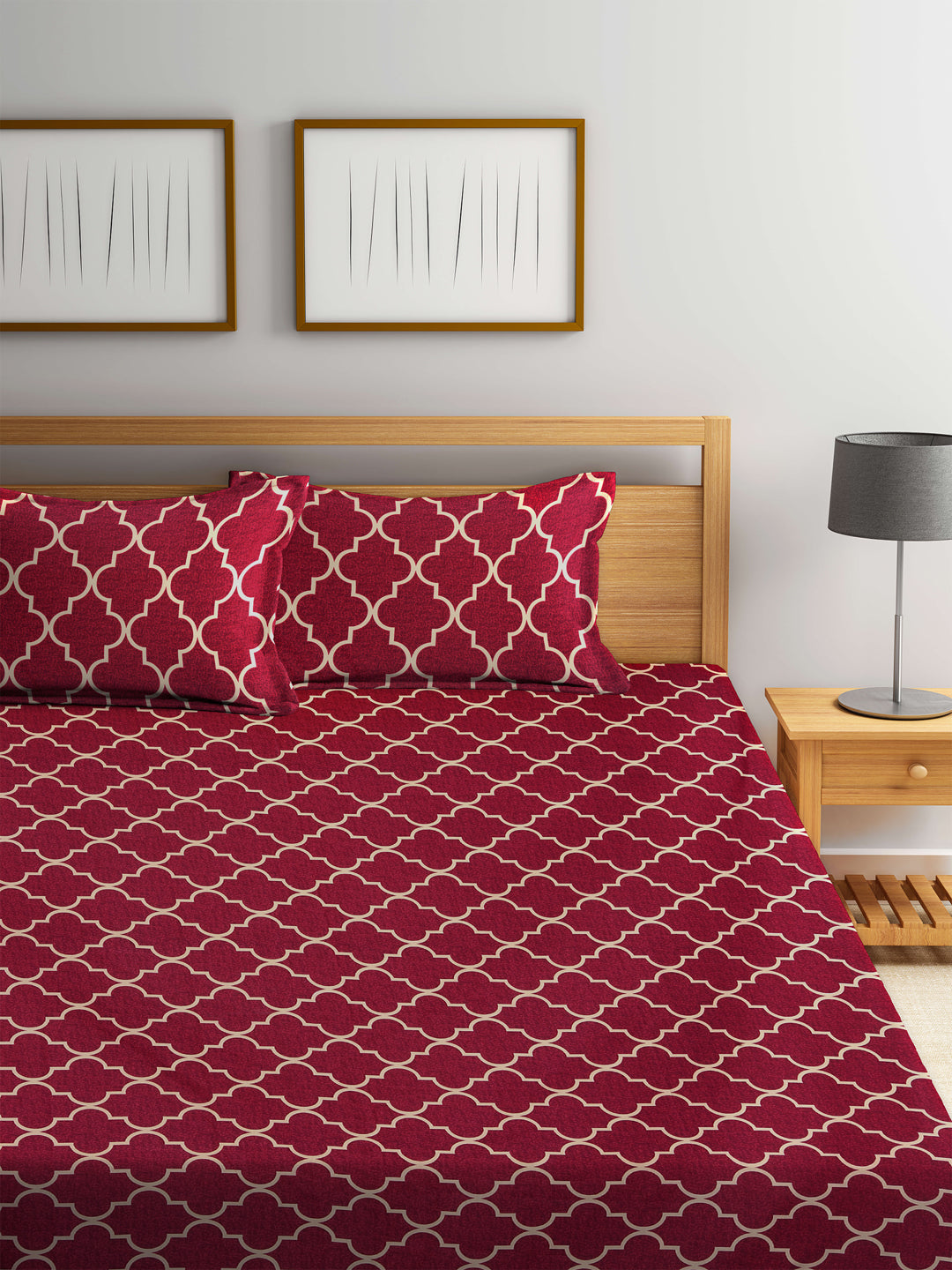 Arrabi Brown Indian TC Cotton Blend King Size Bookfold Bedsheet with 2 Pillow Covers (250 X 220 cm)