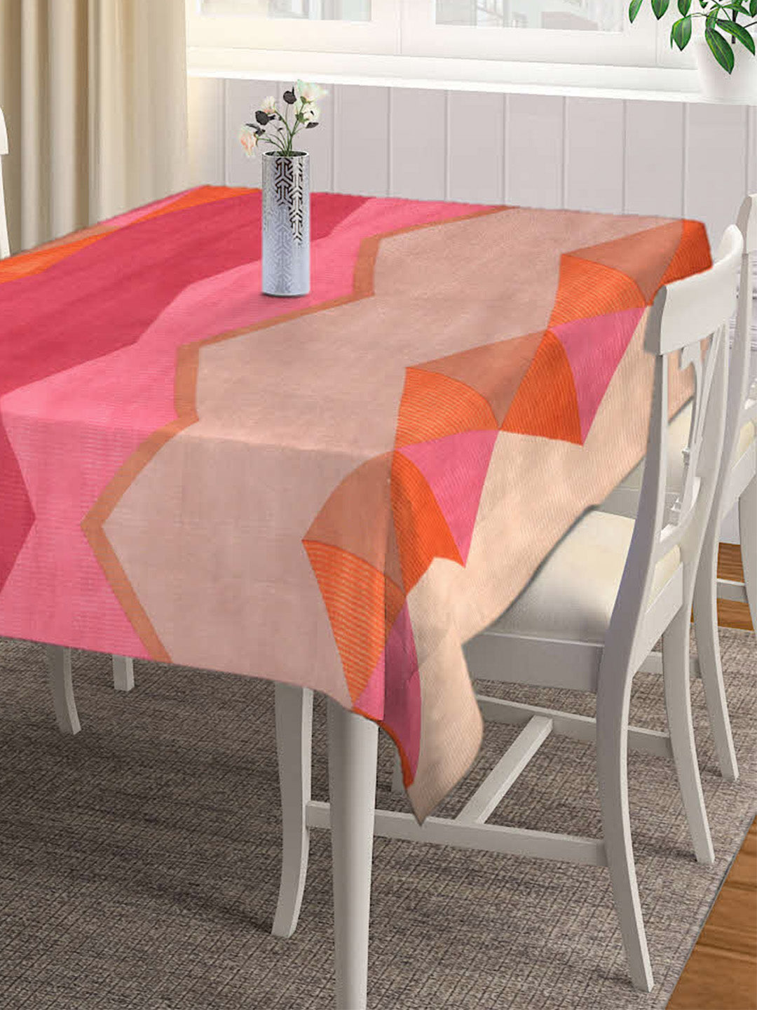 Arrabi Multi Striped Cotton Blend 6 SEATER Table Cover (180 x 130 cm)