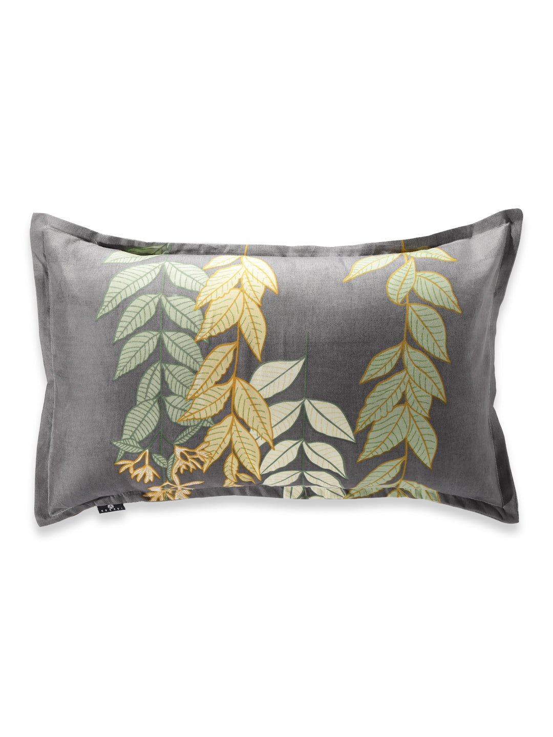 Arrabi Grey Leaf TC Cotton Blend Set of 2 Pillow Covers (70 x 45 cm)