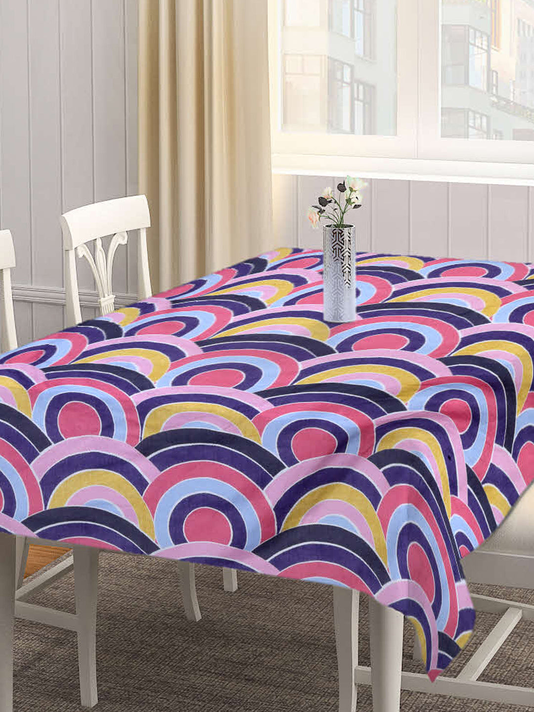 Arrabi Multi Geometric Cotton Blend 8 SEATER Table Cover (215 X 150 cm)