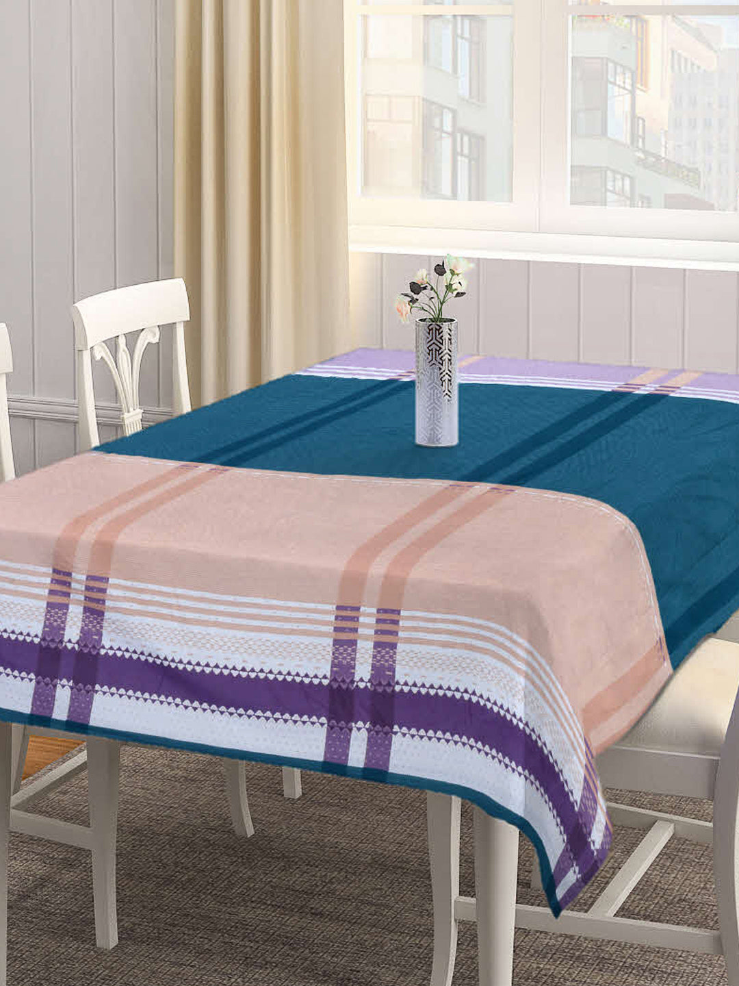 Arrabi Multi Geometric Cotton Blend 8 SEATER Table Cover (215 X 150 cm)