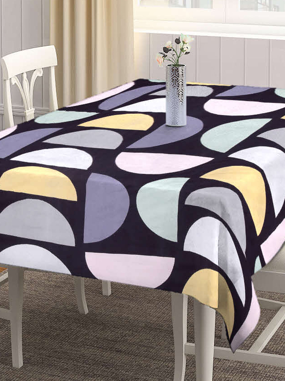Arrabi Multi Geometric Cotton Blend 8 SEATER Table Cover (215 X 150 cm)