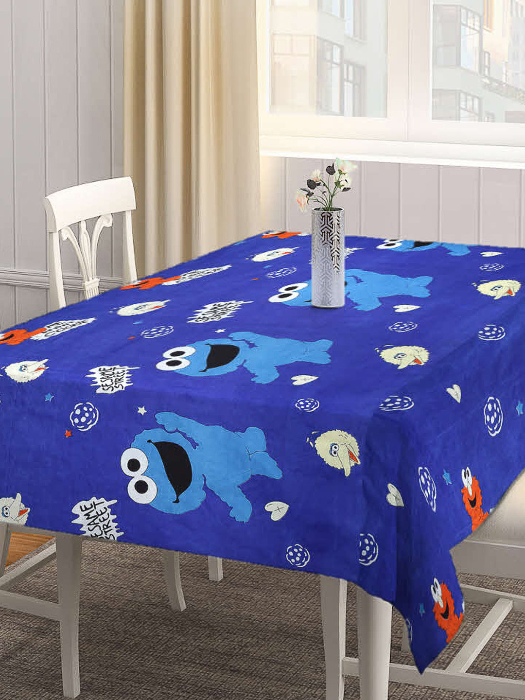 Arrabi Blue Cartoon Cotton Blend 8 SEATER Table Cover (215 X 150 cm)