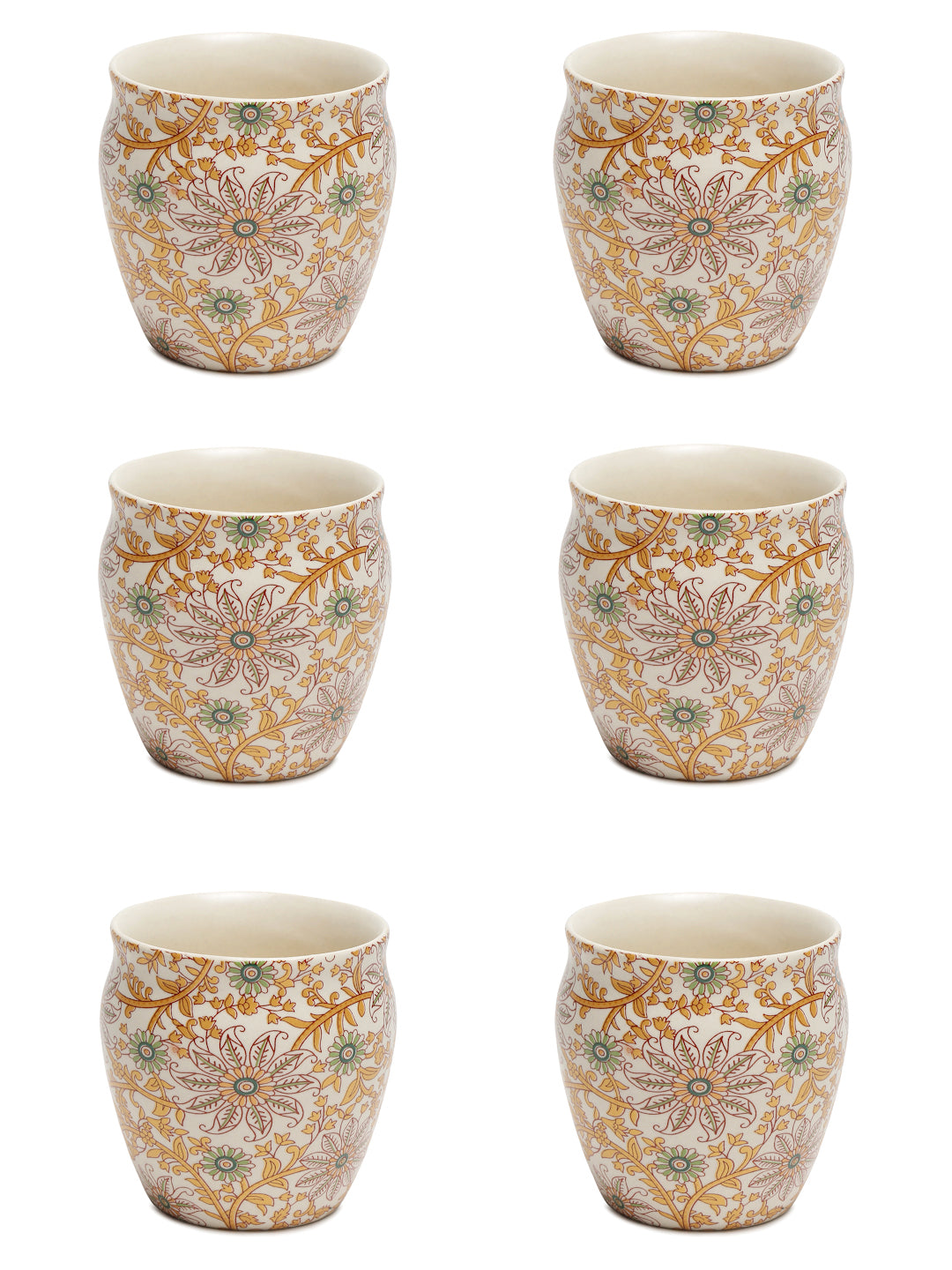 Arrabi Multi Stoneware Floral Kullar set (Set of 6)