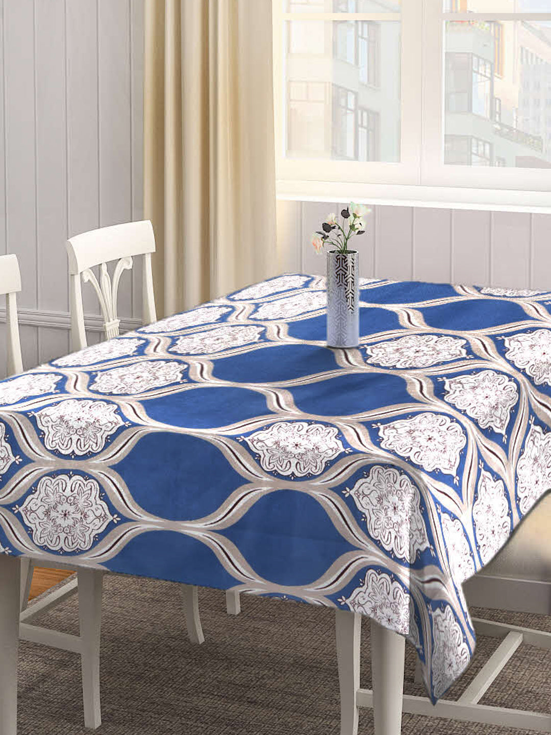 Arrabi Beige Indian Cotton Blend 6 SEATER Table Cover (180 X 130 cm)