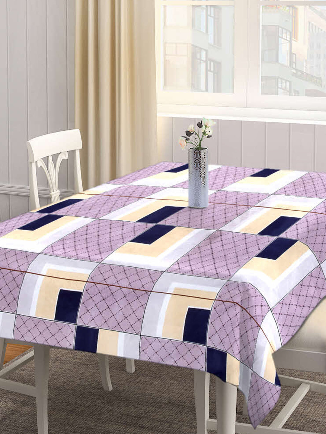 Arrabi Multi Geometric Cotton Blend 8 SEATER Table Cover (215 X 150 cm)