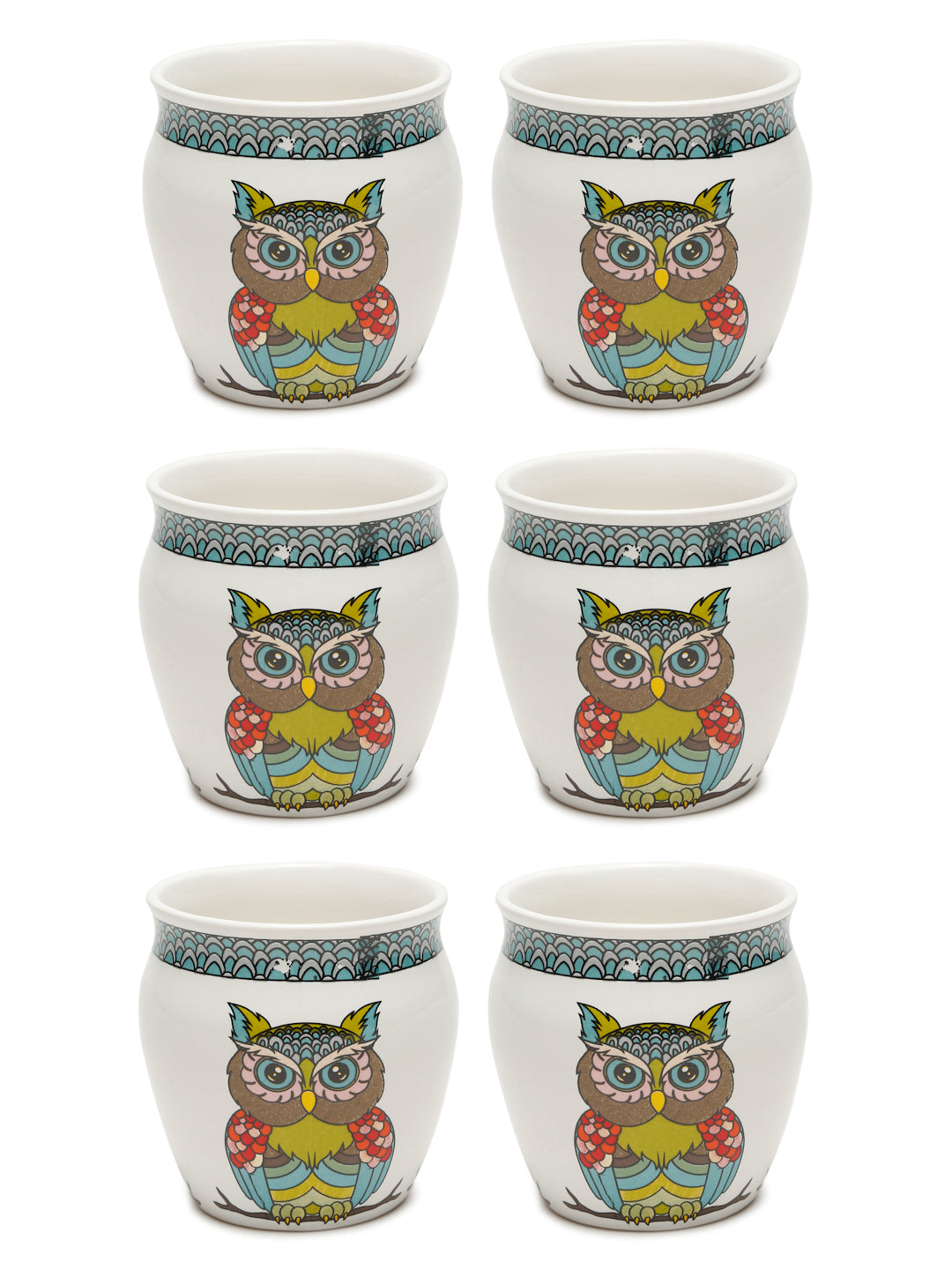 Arrabi Multi Ceramic Glossy Cartoon Kullar set (Set of 6)