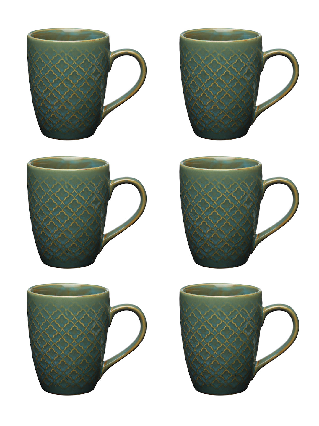 Textured Set of 6 Ceramic Mugs