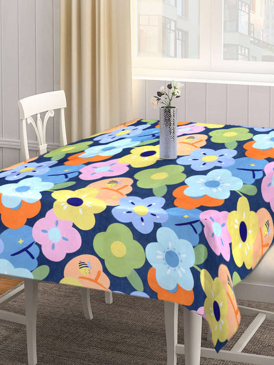 Arrabi Multi Floral Cotton Blend 6 SEATER Table Cover (180 X 130 cm)