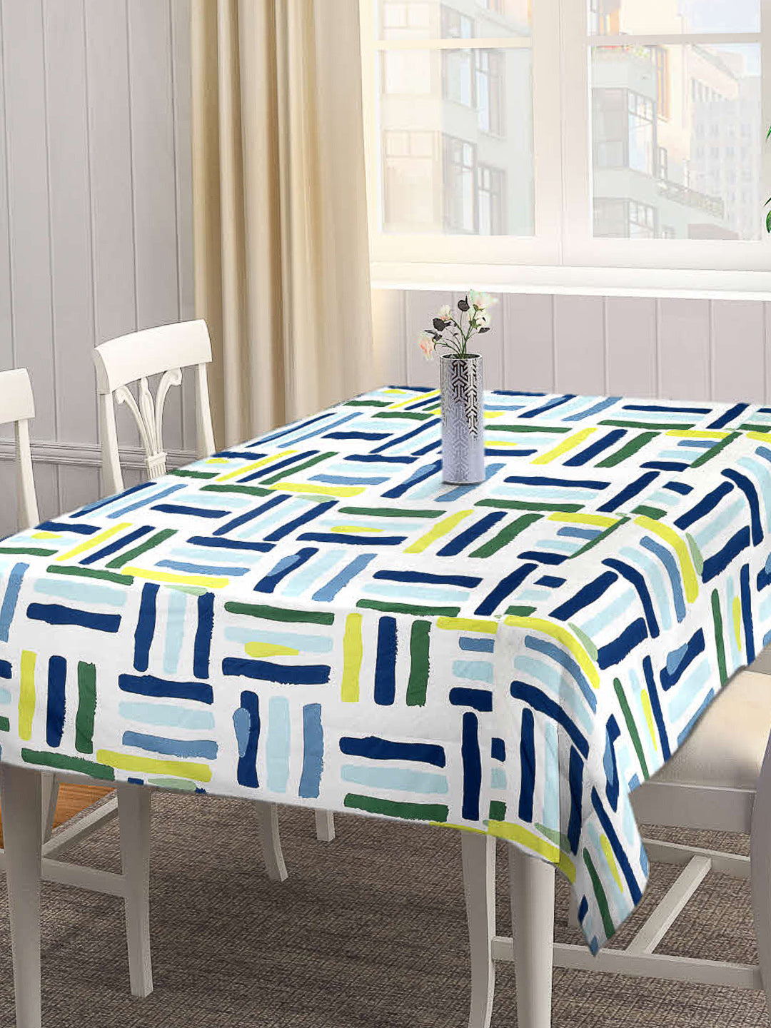 Arrabi Multi Geometric Cotton Blend 8 SEATER Table Cover (215 X 150 cm)