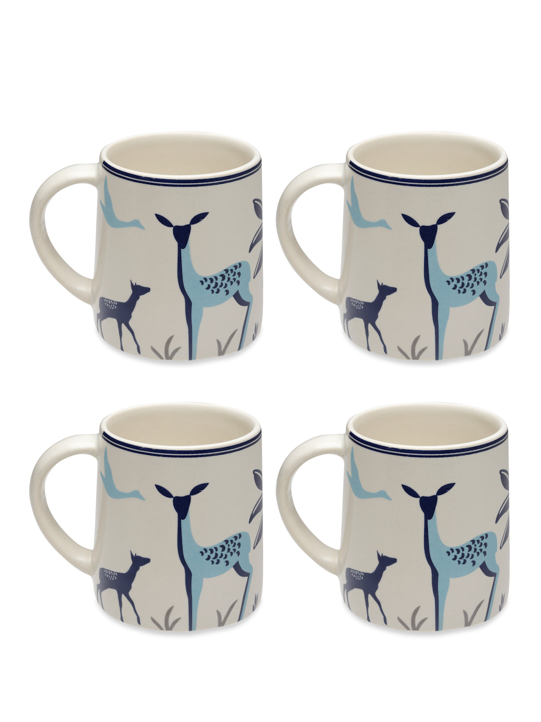 Cartoon Set of 4 Stoneware Mugs (9 X 8 cm)