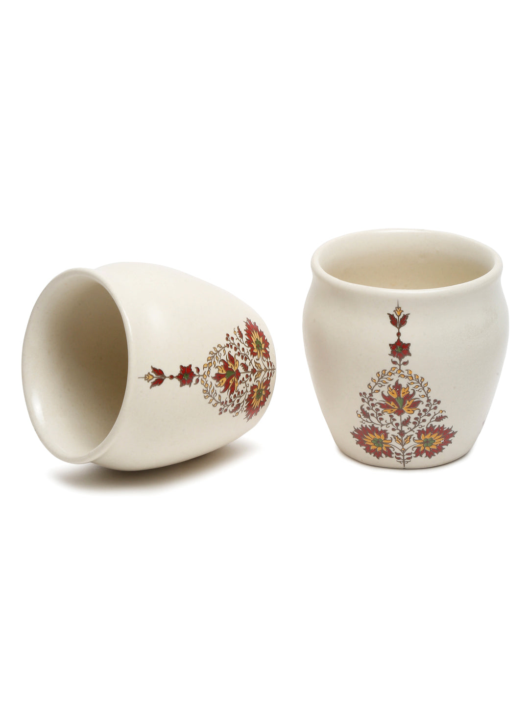 Arrabi Multi Stoneware Floral Kullar set (Set of 6)