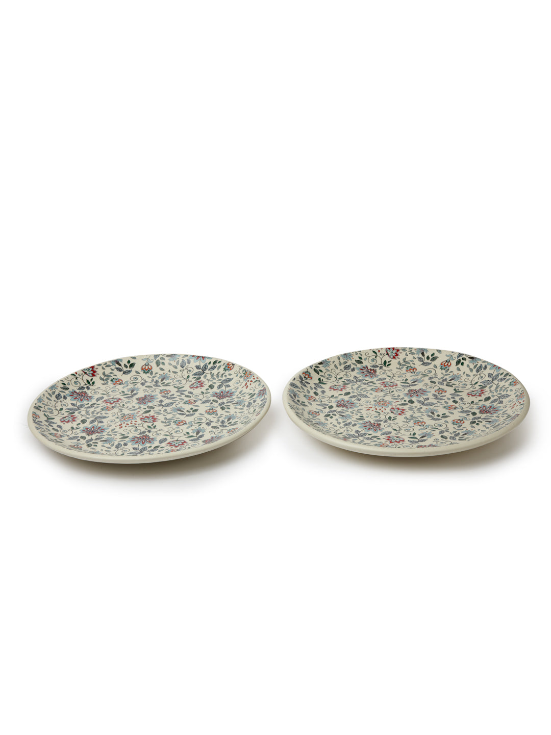 Handcrafted & Hand Printed Stoneware Matte Plates (Set of 2)