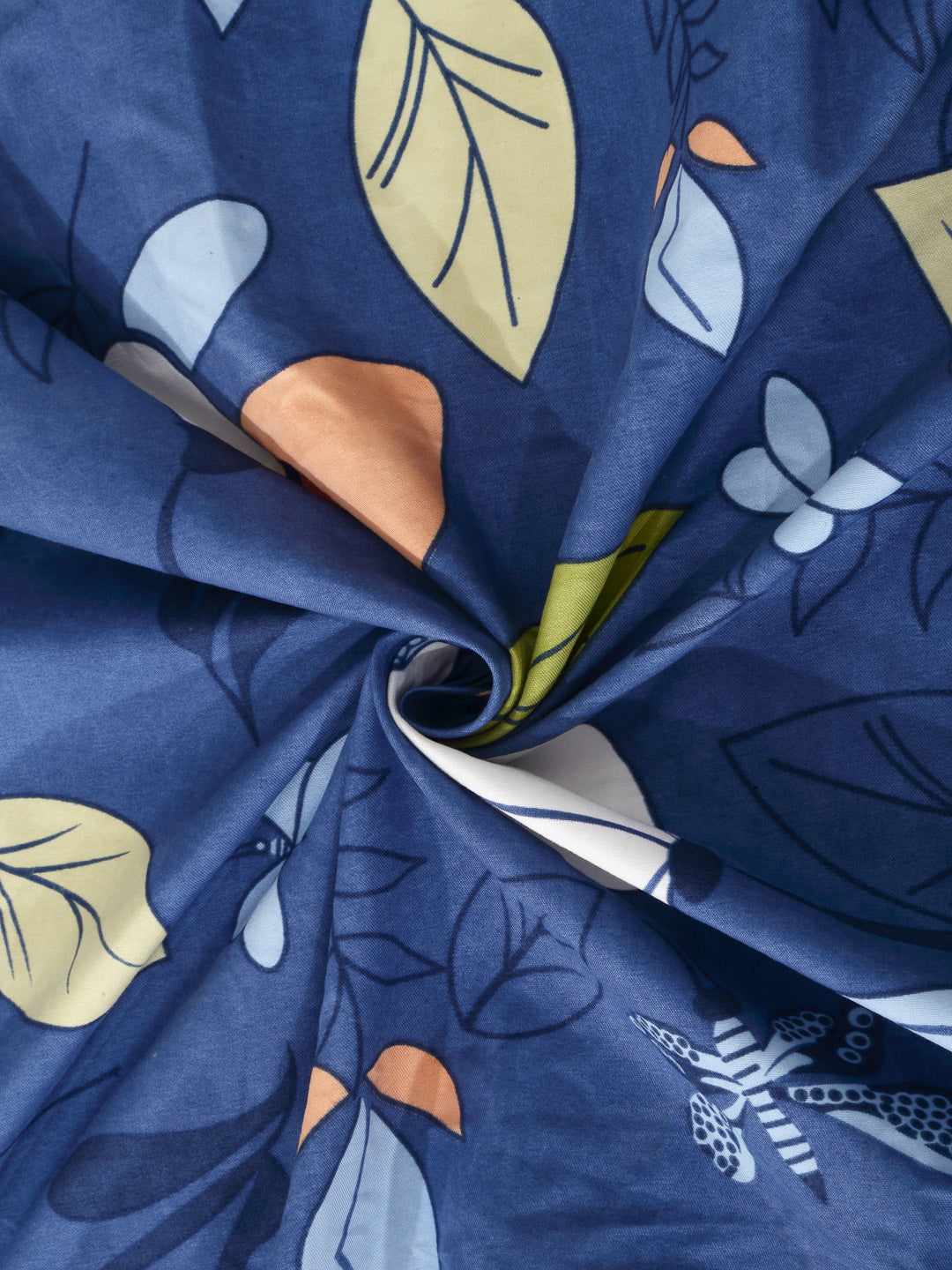 Arrabi Blue Leaf Cotton Blend 6 SEATER Table Cover (180 X 130 cm)