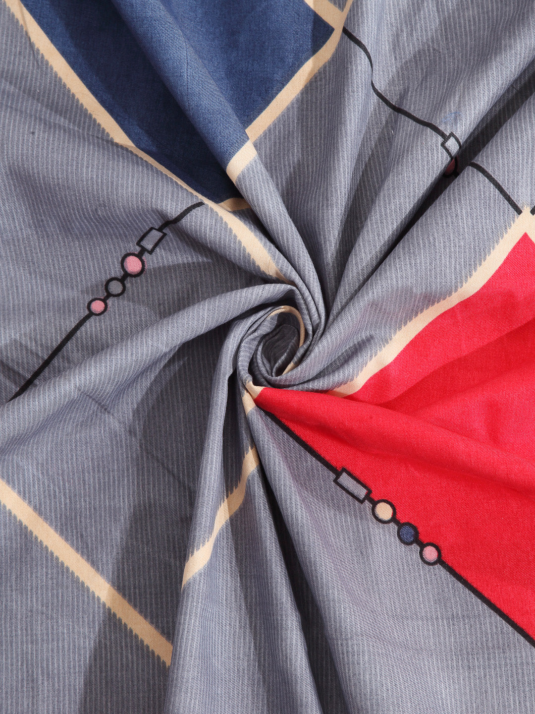 Arrabi Grey Geometric Cotton Blend 6 SEATER Table Cover (180 X 130 cm)