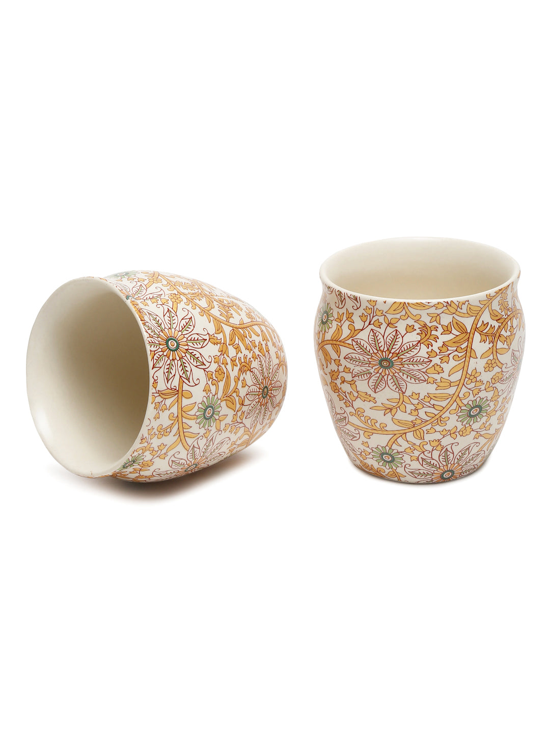 Arrabi Multi Stoneware Floral Kullar set (Set of 6)