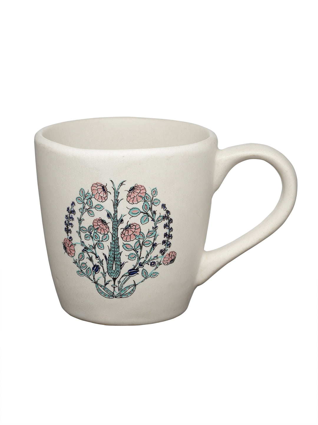 Handcrafted Printed Stoneware Matte Floral Tea set (Set of 6)