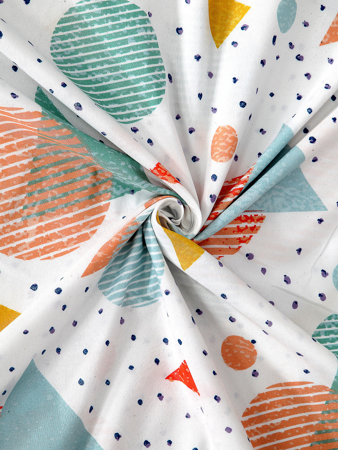 Arrabi White Geometric Cotton Blend 8 SEATER Table Cover (215 X 150 cm)