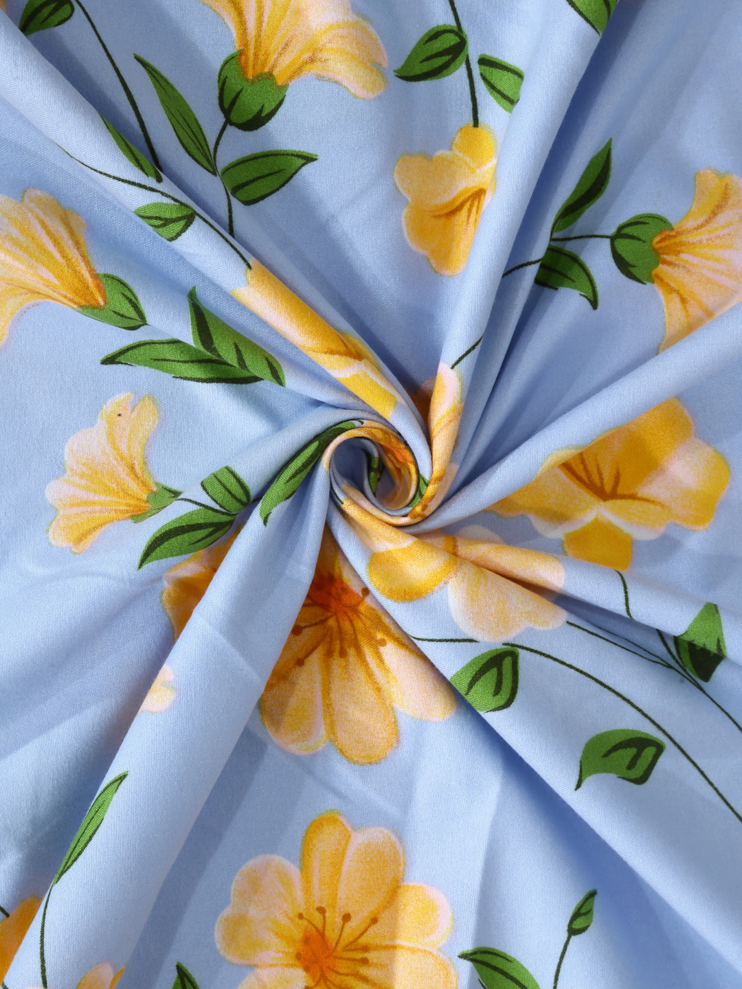 Arrabi Blue Floral Cotton Blend 6 SEATER Table Cover (180 X 130 cm)