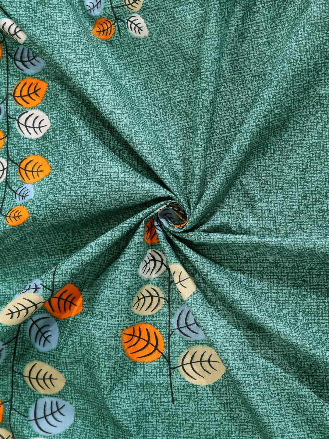 Arrabi Green Leaf Cotton Blend 8 SEATER Table Cover (215 X 150 cm)