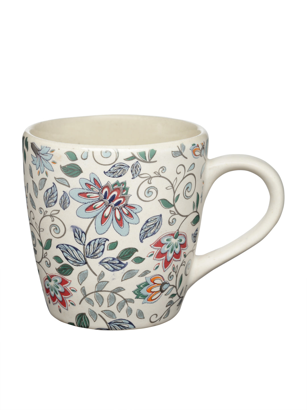 Handcrafted Printed Stoneware Matte Floral Tea set (Set of 6)
