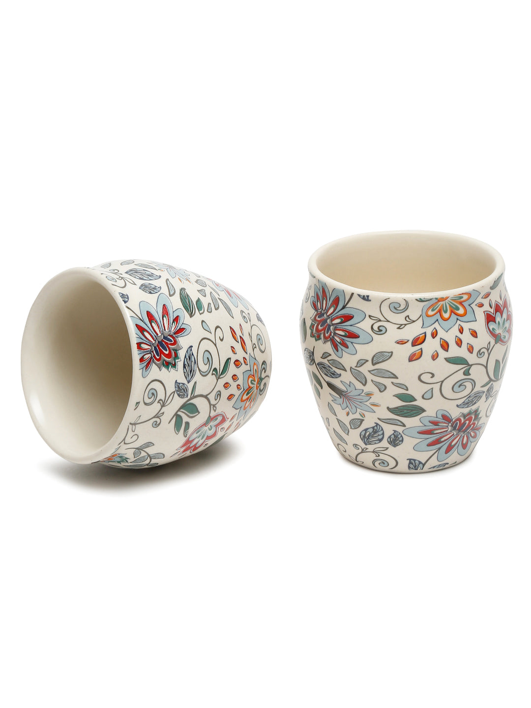 Arrabi Multi Stoneware Floral Kullar set (Set of 6)