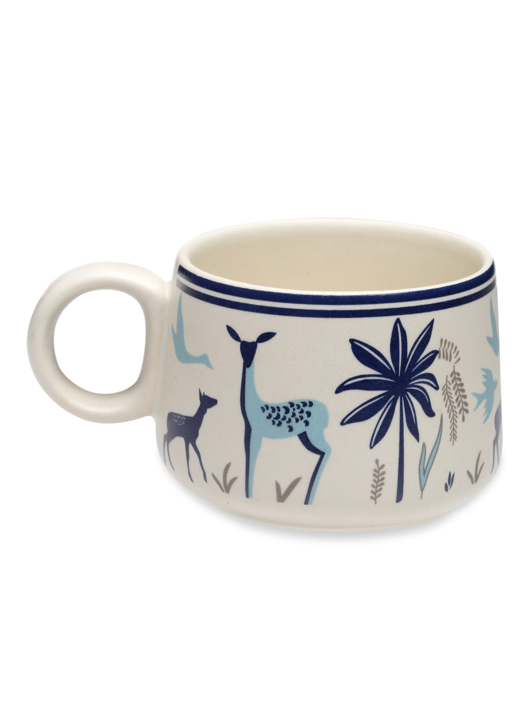 Handcrafted Printed Stoneware Matte Cartoon Tea set (Set of 6)