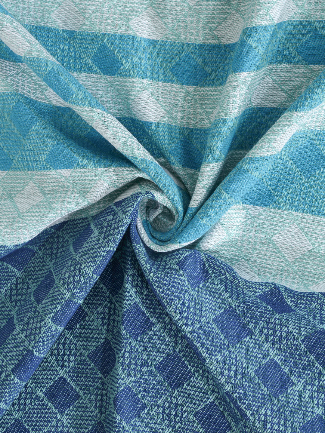 Arrabi Blue Stripes Handwoven Cotton King Size Bedsheet with 2 Pillow Covers (260 X 230 cm)