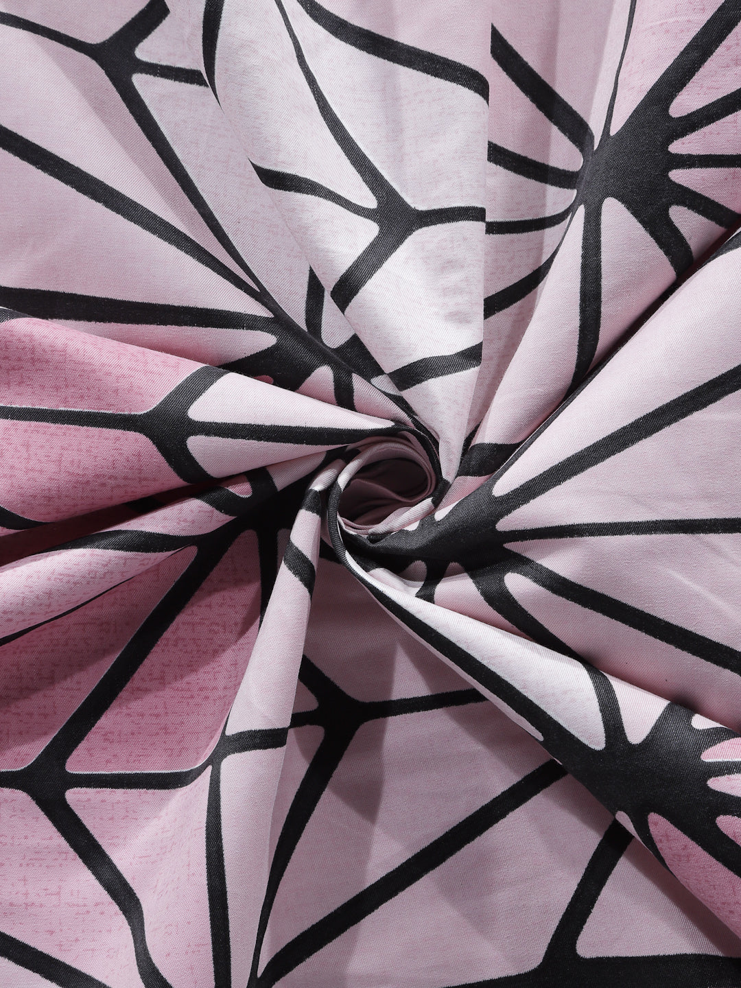 Arrabi Pink Geometric TC Cotton Blend King Size Bookfold Bedsheet with 2 Pillow Covers (250 X 220 cm)