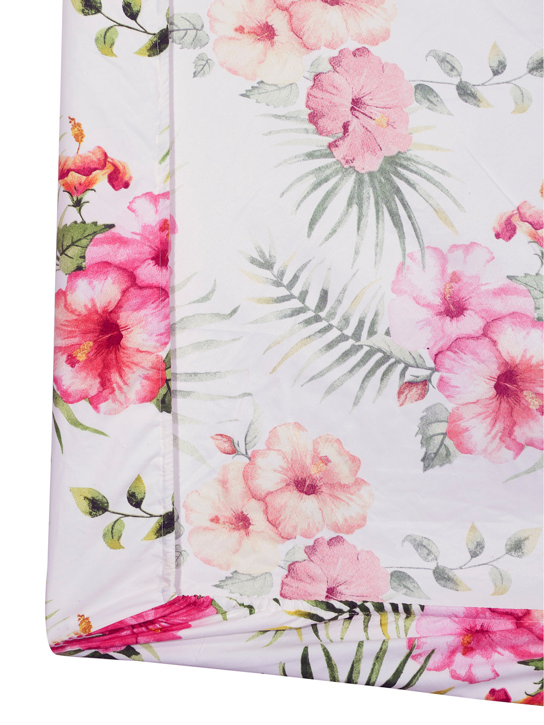 Arrabi Multi Floral TC Cotton Blend Single Size Fitted Bedsheet with 1 Pillow Cover (220 X 150 cm)