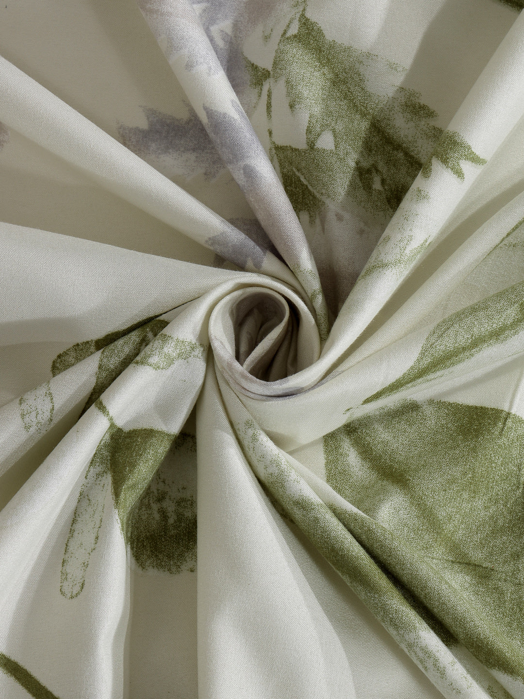 Arrabi Cream Leaf TC Cotton Blend King Size Bedsheet with 2 Pillow Covers (250 x 215 cm)