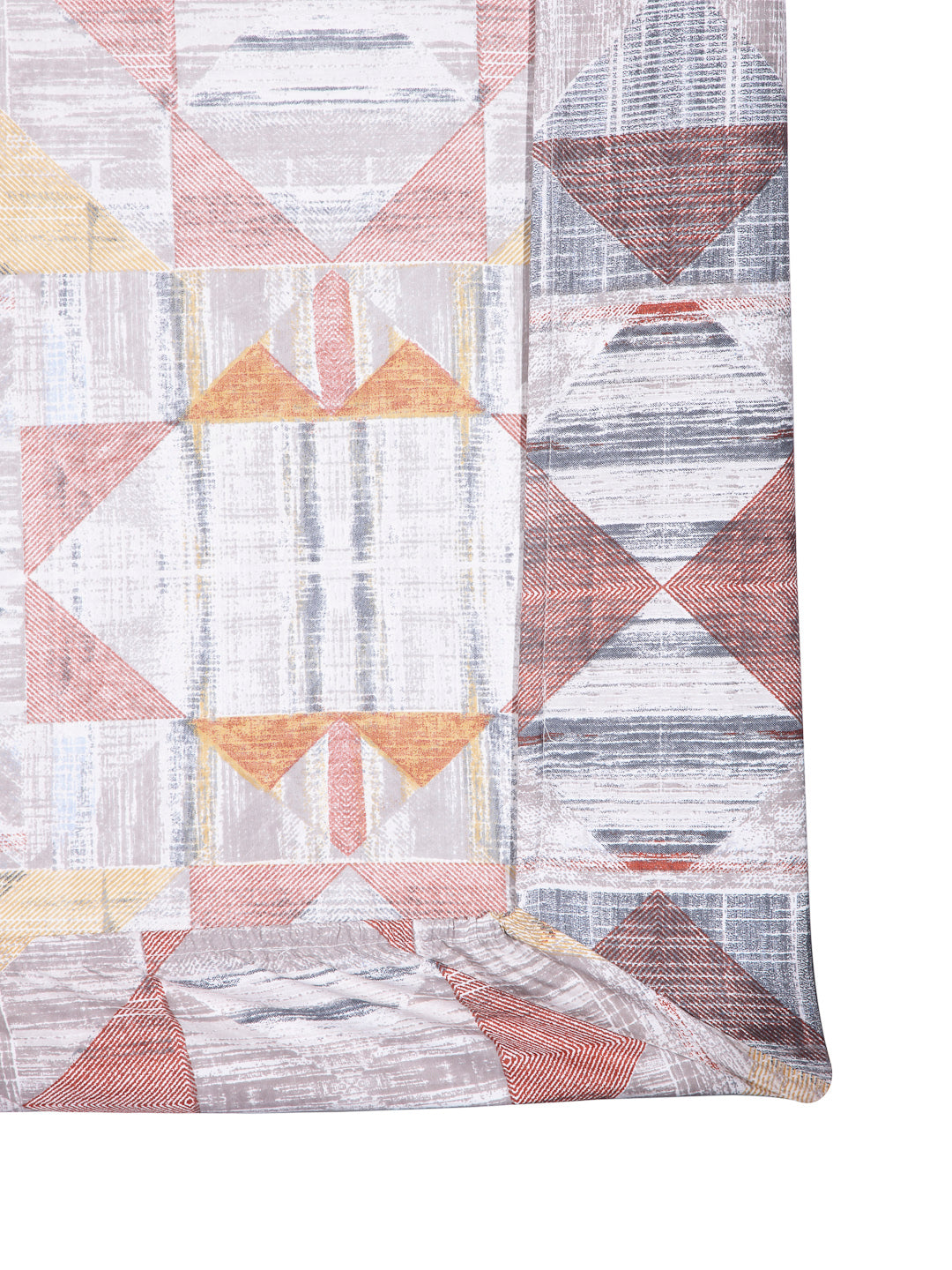 Arrabi Multi Geometric TC Cotton Blend Single Size Fitted Bedsheet with 1 Pillow Cover (220 X 150 cm)
