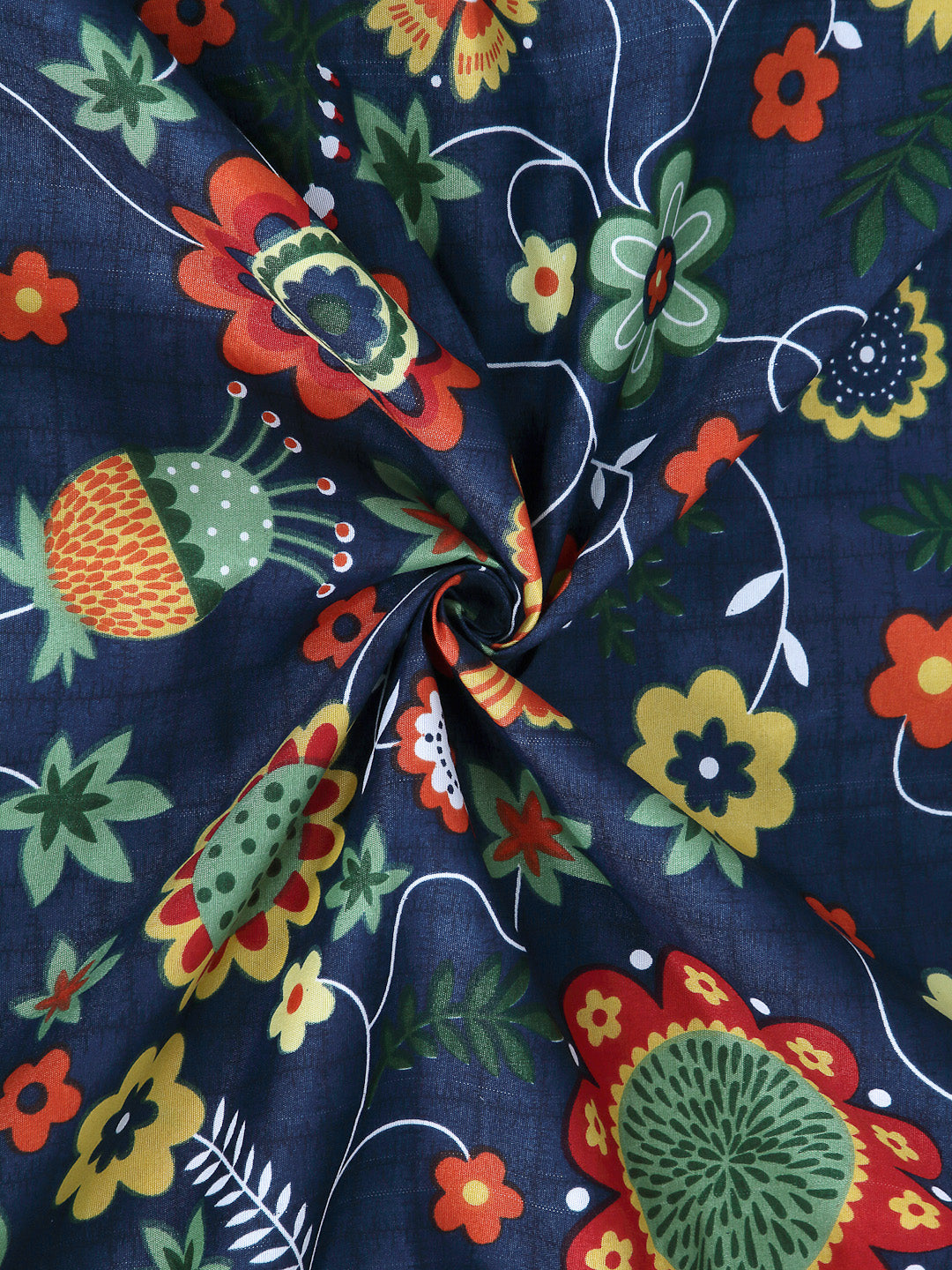 Arrabi Blue Floral TC Cotton Blend King Size Bookfold Bedsheet with 2 Pillow Covers (250 X 215 cm)